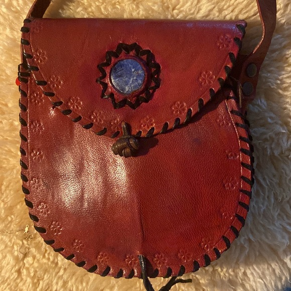 Vintage Puro Cuero Genuine Leather Sodalite embedded purse - Picture 3 of 9